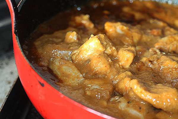 Making chicken dopiaza curry