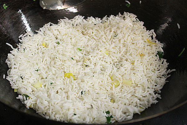 British Indian restaurant lemon fried rice