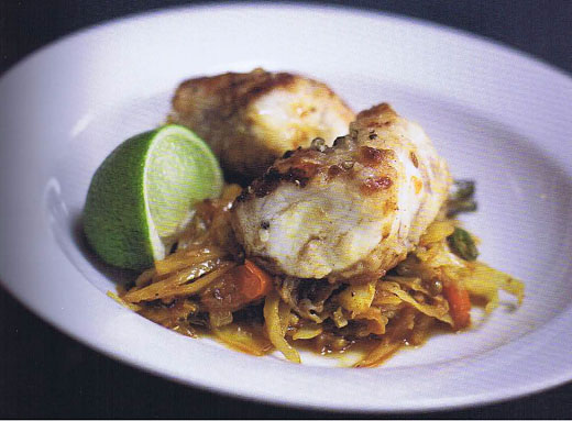 Halibut with cabbage