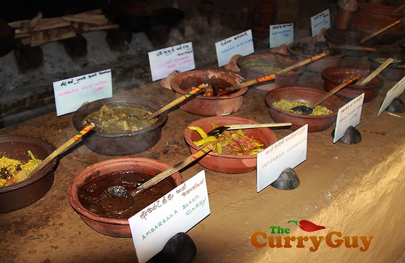 Some of the spectacular curries at Nuga Gama. Cooked in clay pots over fire.